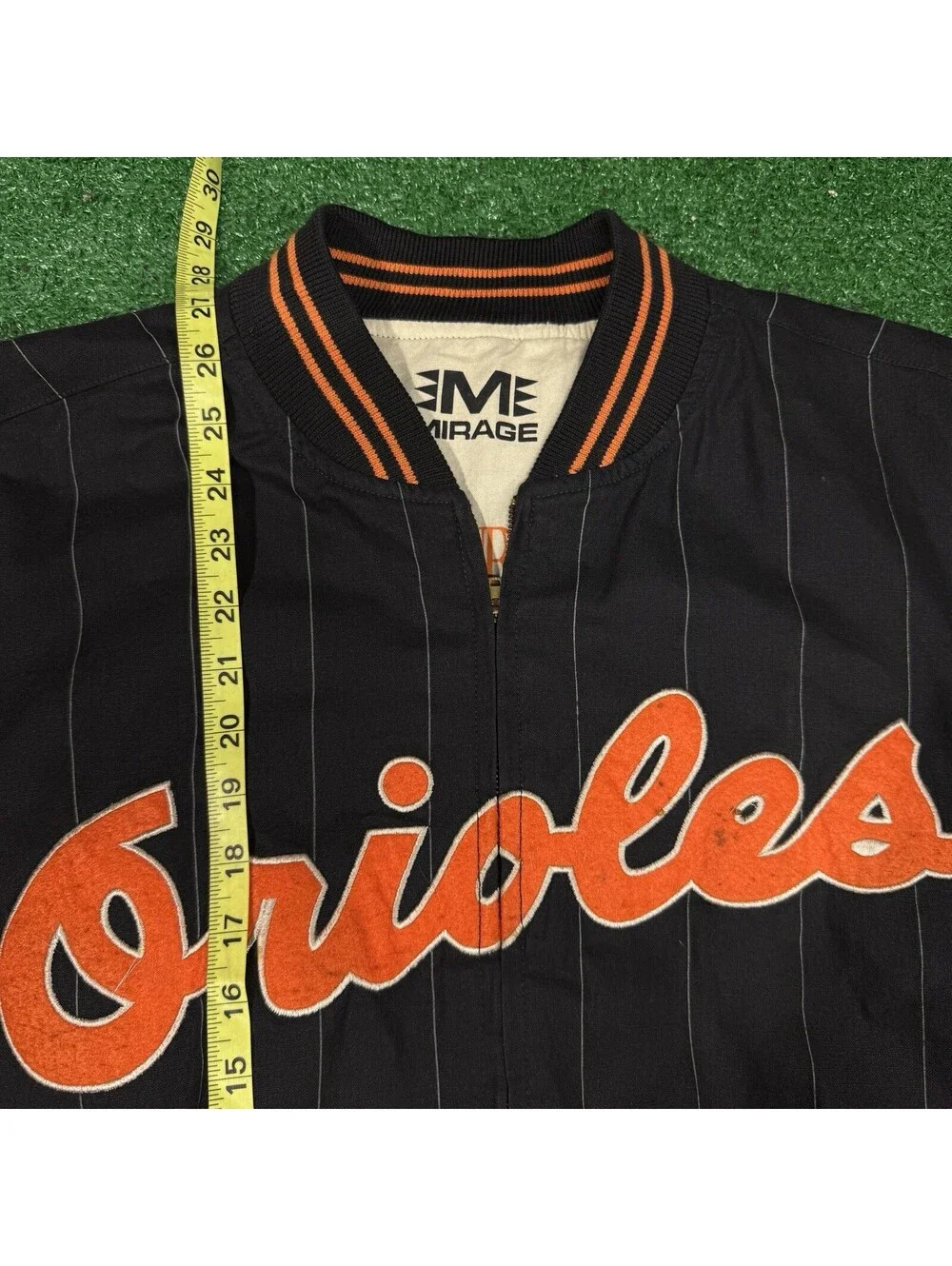 Vintage 1991 Mirage MLB Baltimore Orioles Cooperstown Pinstripe Varsity Jacket L